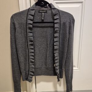 Banana Republic Gray Ruffle Trim Cardigan